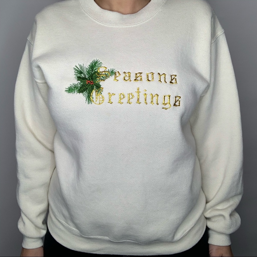 Vintage Lee Seasons Greetings Embroidered Crewneck